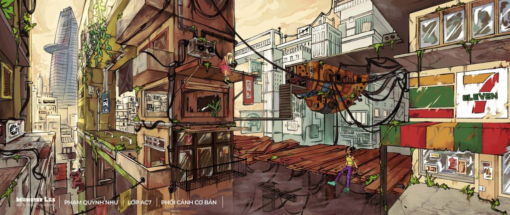 Bài tập sinh viên Phạm Quỳnh Như khi học phối cảnh tại Monster Lab