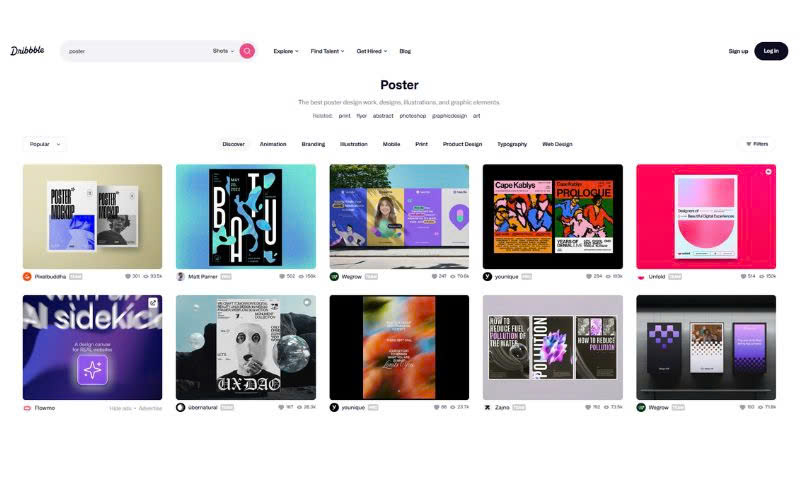 Dribbble - phòng trưng bày ý tưởng