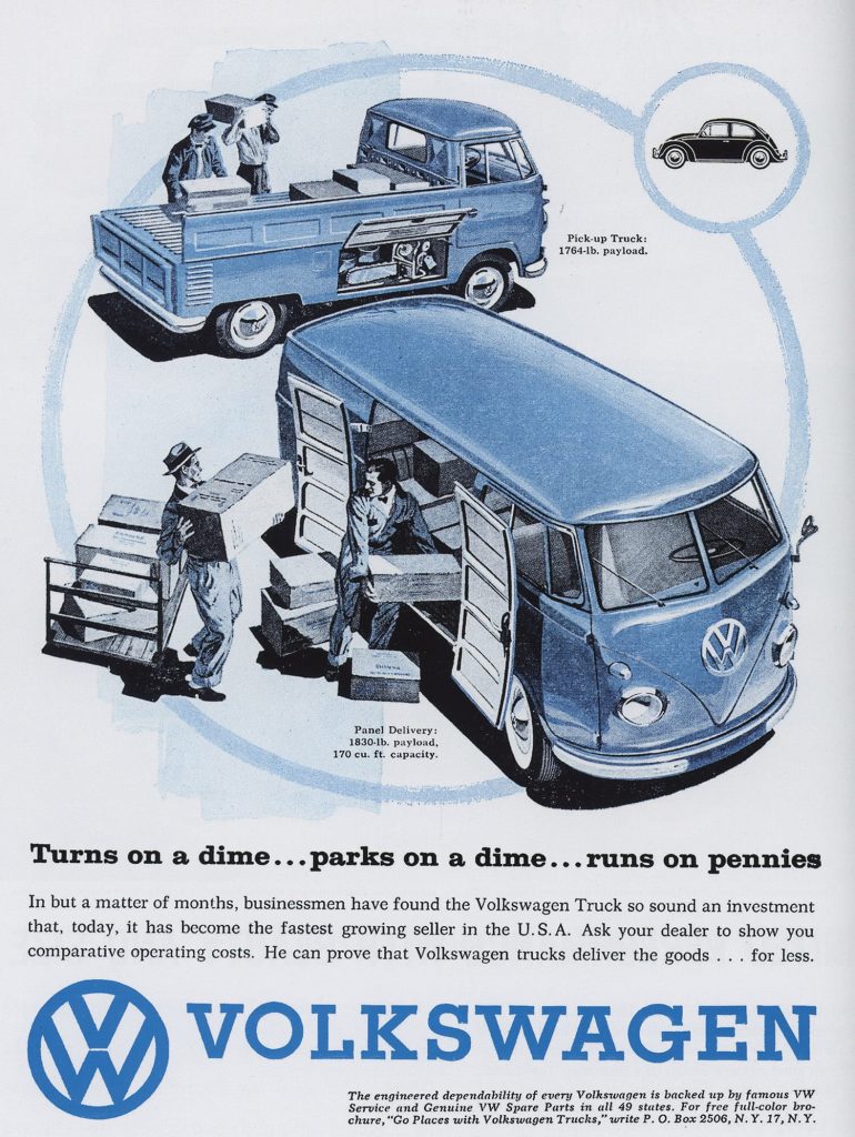 Quảng cáo thập niên 1950 - dòng xe Volkswagen