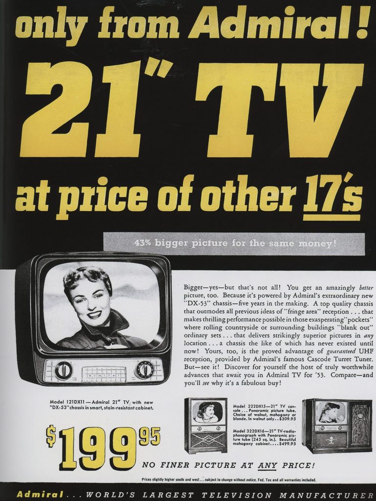 Admiral TV 1952, sản phẩm dành cho các gia đình