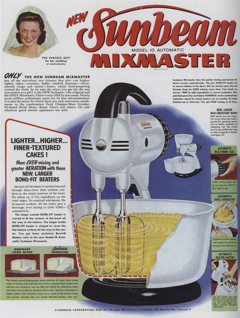 Quảng cáo máy trộn Sunbeam Mixmaster 1951