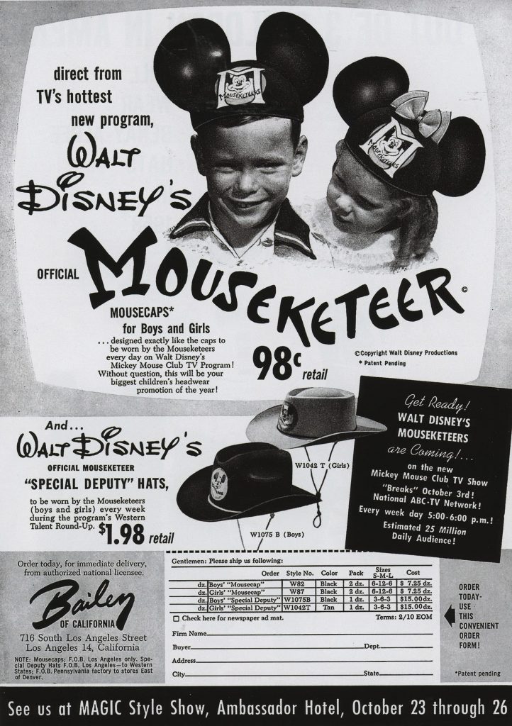 Mũ Mouseketeer, 1955