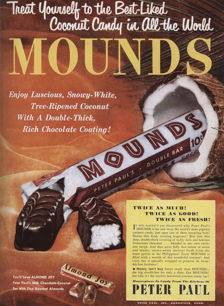Quảng cáo thập niên 1950 - Mounds Candy Bar
