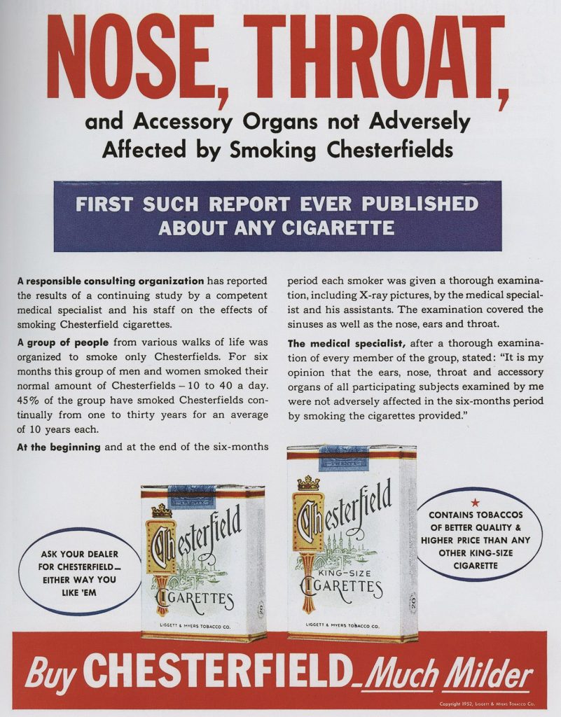 Quảng cáo thập niên 1950 - Thuốc lá Chesterfield