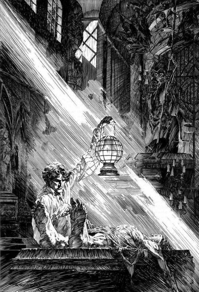 Một số tác phẩm trong bộ minh họa tiểu thuyết Frankenstein của Bernard Albert Wrightson